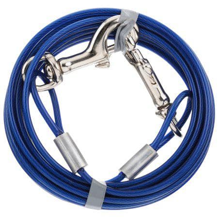 DOGIT Câble d'attache recouvert de vinyle (15 pieds) Bleu